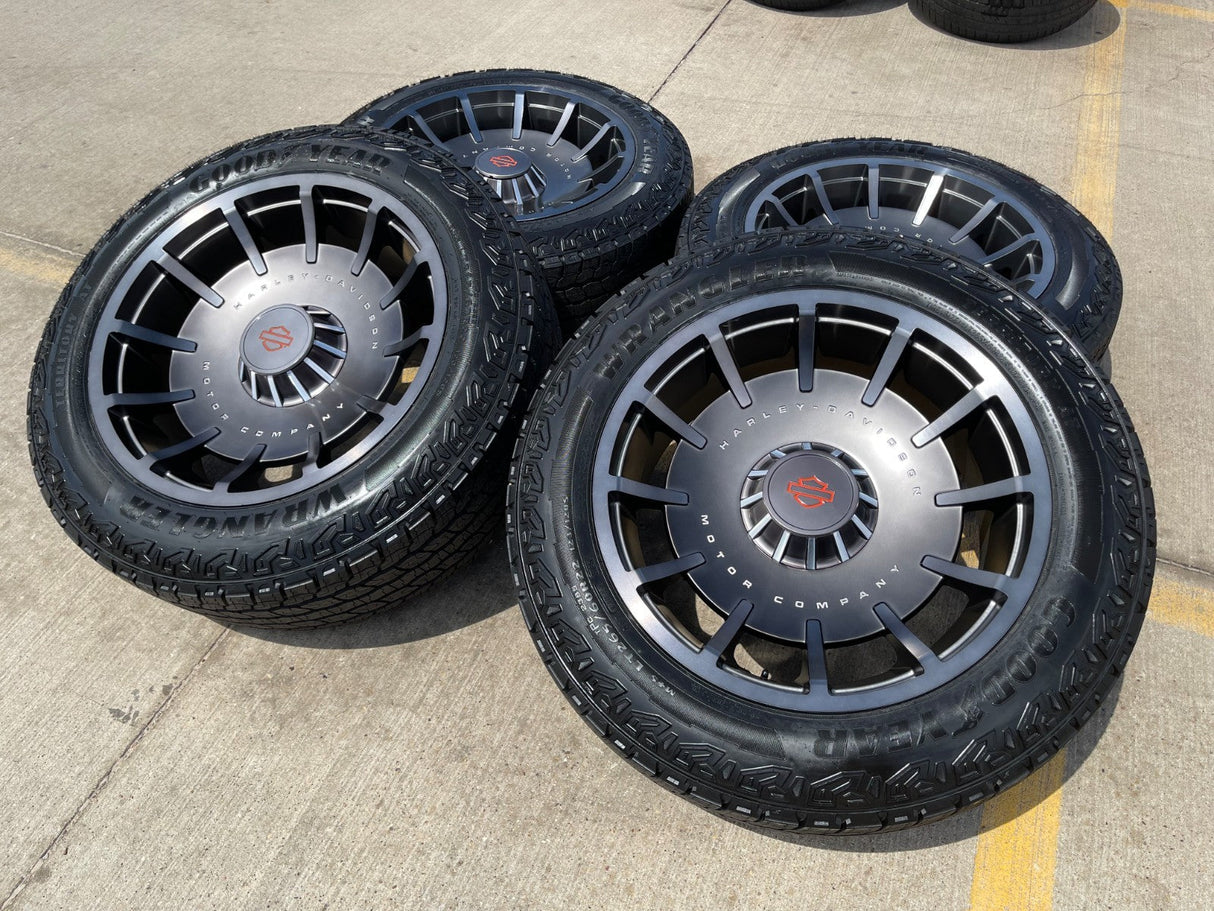 22" 22x10 Chevy Silverado Tahoe Suburban HARLEY DAVIDSON OEM wheels rims NEW 35" Texas Truck Tire