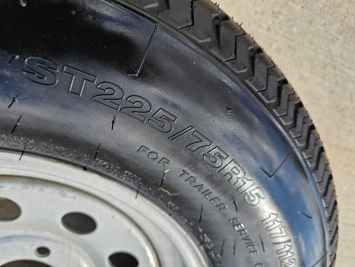 (1) 15x5 Dexstar Steel Trailer wheel rim tire 5x4.5 5x114.3 Texas Truck Tire