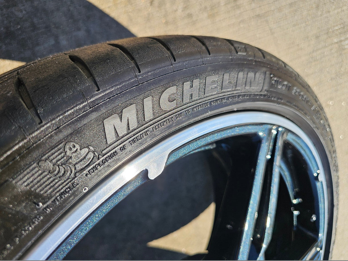 19" + 20" Chevy Corvette C8 OEM 14007 14008 wheels rims MICHELIN Texas Truck Tire