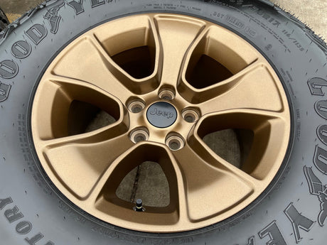 (5) 17" Jeep Wrangler Rubicon OEM 96226 wheels rims Gladiator BRONZE 2026 NEW Texas Truck Tire