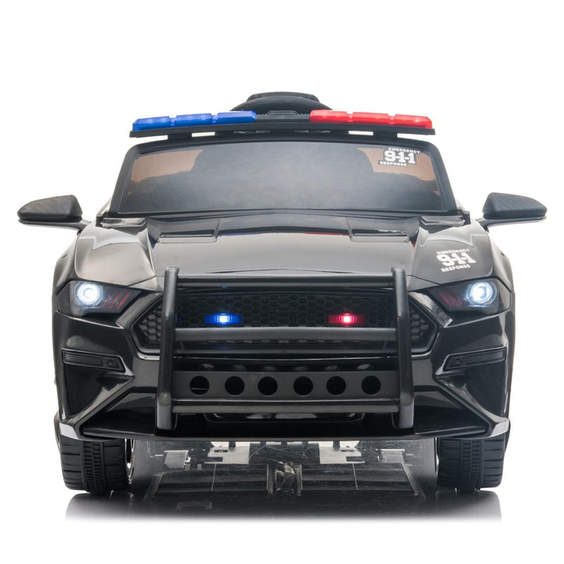 Police Sports Car Ride-On for Kids with Remote Control, LED Lights, Siren, and Microphone - 12V