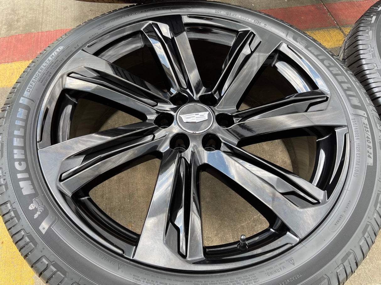 24" Cadillac Escalade V OEM wheels rims black tires 2024 2025 2026 NEW MICHELIN Texas Truck Tire