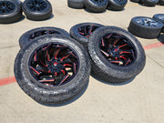 22x10 FUEL D775 Reaction Chevy Dodge Ram 2500 3500 wheels rims 37" 8x165 8x6.5 Texas Truck Tire