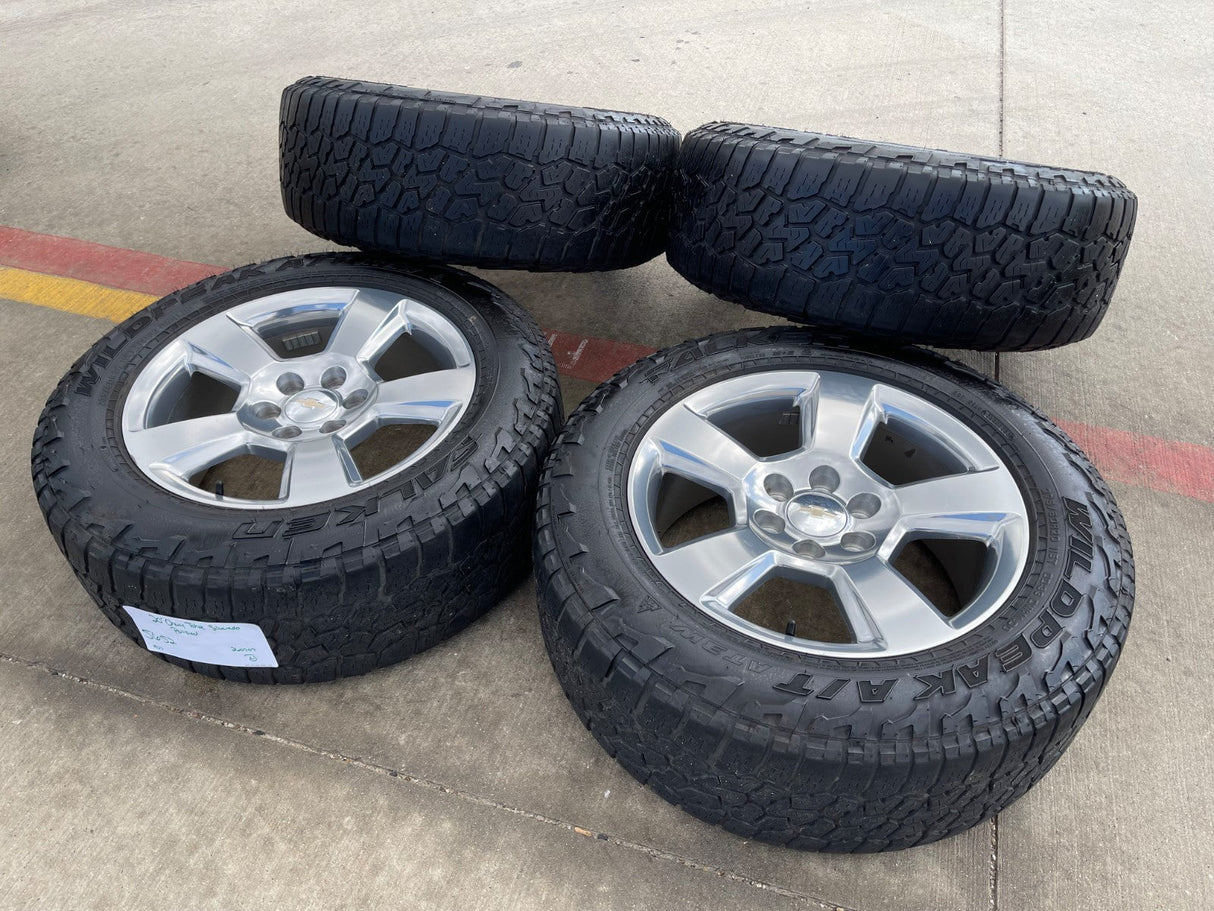 20" Chevy Silverado 1500 Tahoe Suburban OEM wheels rims 5652 tires FALKEN A/T3 Texas Truck Tire