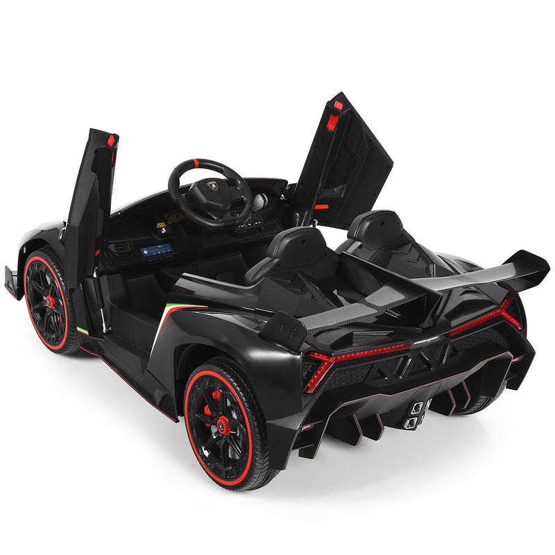 2-Seater Licensed Lamborghini Kids Ride On Car with RC and Swing Function - Black (12V)