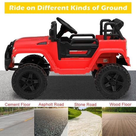 12V Kids Ride On Car Truck Toy with Remote Control, Lights, Music, and Safety Features