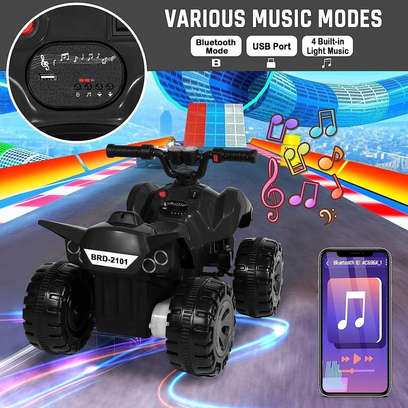 25W Electric ATV for Toddlers with Wireless Music and 6V Battery Power