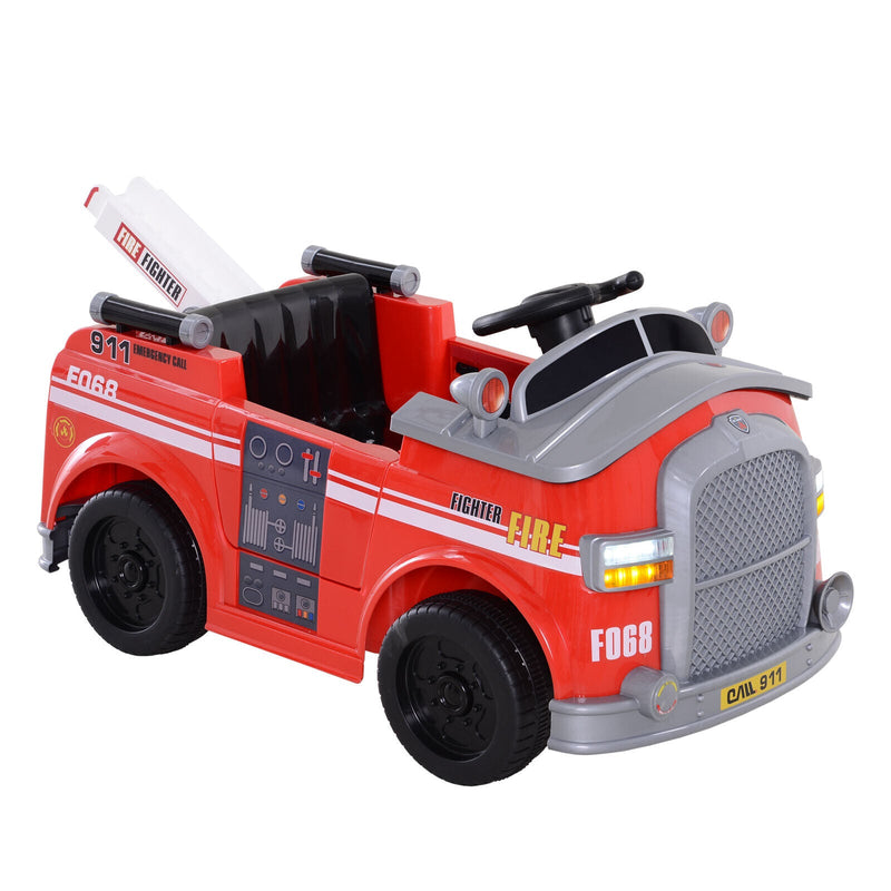 Interactive 6v Electric Fire Truck for Kids with Remote Control and Music