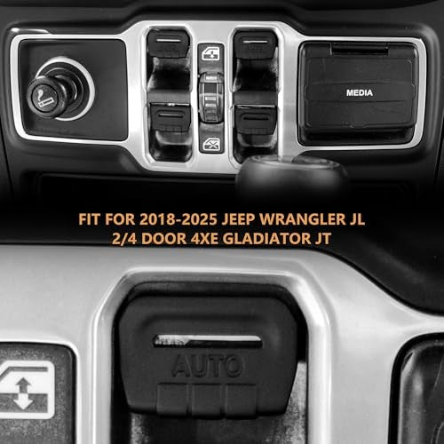 Black Window Button Cover for 2018-2025 Jeep Wrangler JL Unlimited Sahara