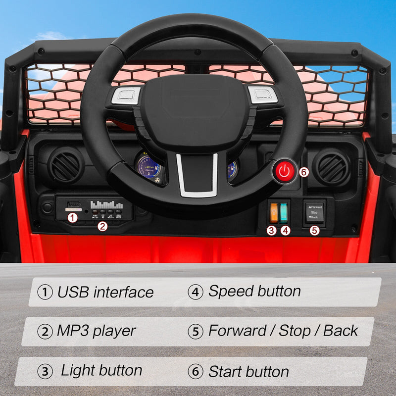 12V Kids Ride-On Truck with Remote Control, Power Wheels, and LED Lights