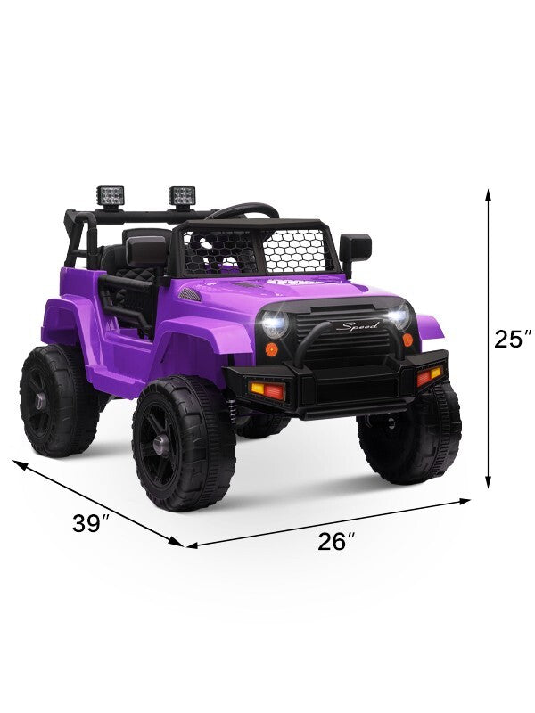 12V Kids Ride-On Truck with Power Wheels, LED Lights, and Parental Remote Control