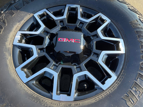 18" GMC Sierra AT4X Chevy Trail Boss 2500 OEM 14136 wheels rims GOODYEAR 35" Texas Truck Tire