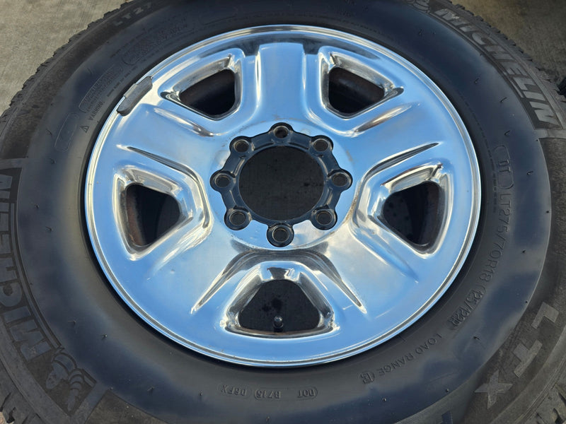 18" Dodge Ram 2500 3500 STEEL chrome OEM 2473 wheels rims MICHELIN LTX A/T2 Texas Truck Tire