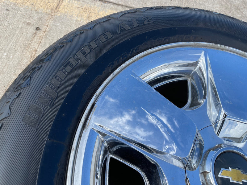 20" Chevy Silverado Tahoe Suburban chrome OEM 5417 wheel rim tire Texas Truck Tire