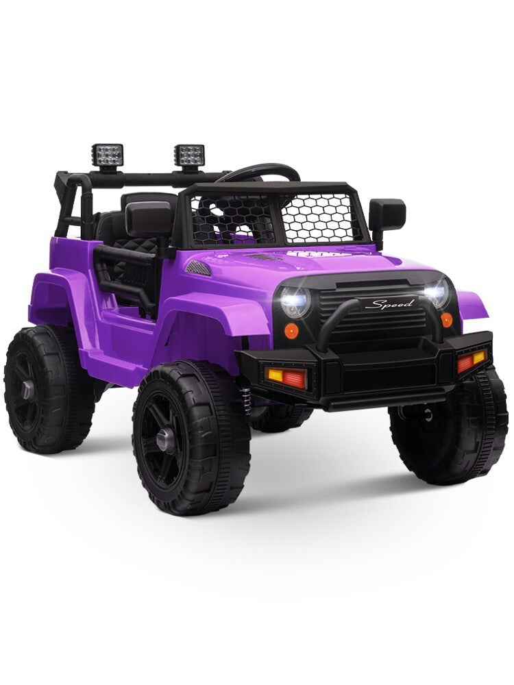 12V Kids Ride-On Truck with Power Wheels, LED Lights, and Parental Remote Control
