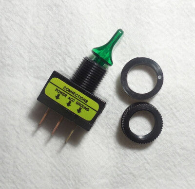 RadioShack 275-0019 SPST 12VDC Illuminated Toggle Switch – Green LED (1 Per Pack) TekShack