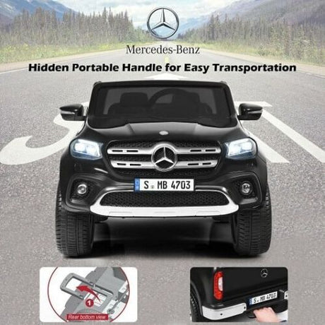 12V 2-Seater Children's Ride-On Car - Officially Licensed Mercedes Benz X Class Remote Control Vehicle with Storage Compartment - Black