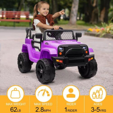 Electric Ride On Truck Car for 3-5 Year Olds with 12V Battery and 3 Speed Options - Supports up to 28kg