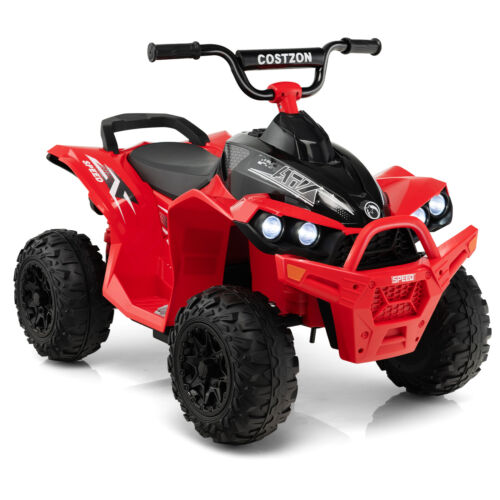 Red Kids Ride-on ATV with Headlights and Music - Powered by 12V Battery