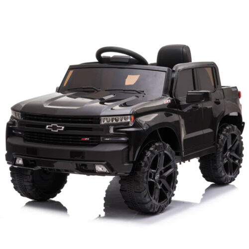 Black Chevy Silverado 4x4 Trail Boss Monster Truck Ride-On with Big Wheels