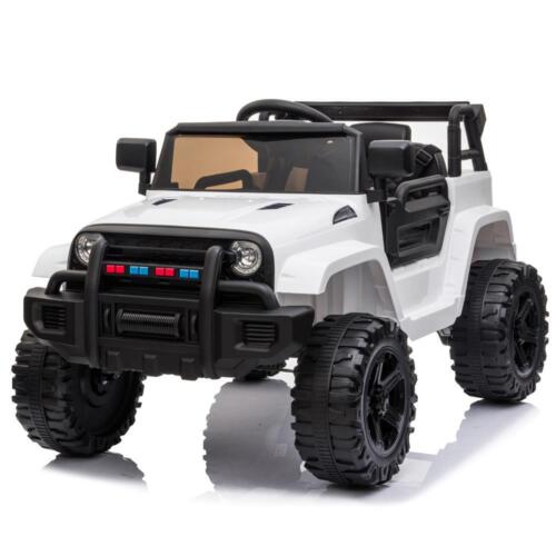 White 12V Electric Ride On Car for Kids with Music and Remote Control - 4 Wheels Fun Toy