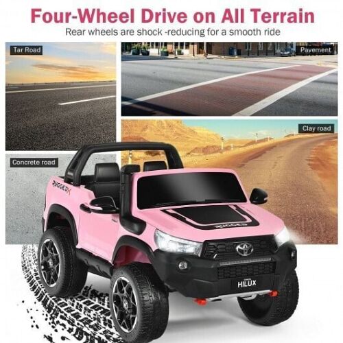 2*12V Authorized Toyota Hilux Ride-On Truck Vehicle 2-Passenger 4x4 with Remote Control - Pink