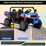 Blue 2-Seater Kids Dump Truck with Dump Bed and Shovel for Outdoor Play