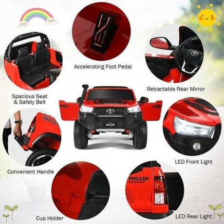 2*12V Licensed Toyota Hilux Ride-On Truck Car 2-Seater 4WD with Remote Control and Custom Paint