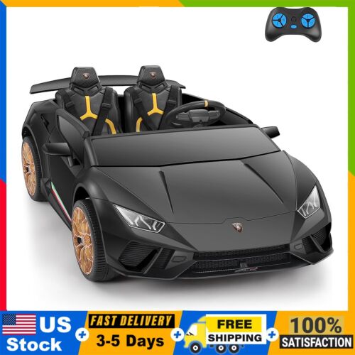 12V10Ah Electric Black Lamborghini Ride-On Car for Kids - 2 Seater with Remote Control