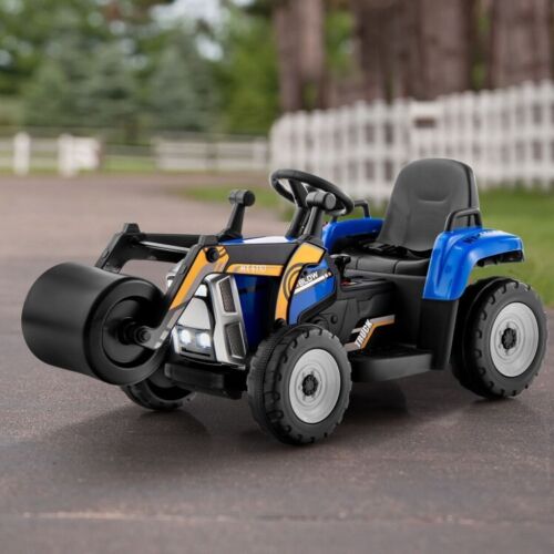 12V Electric Tractor for Kids with Remote Control, Music, and LED Lights - Blue