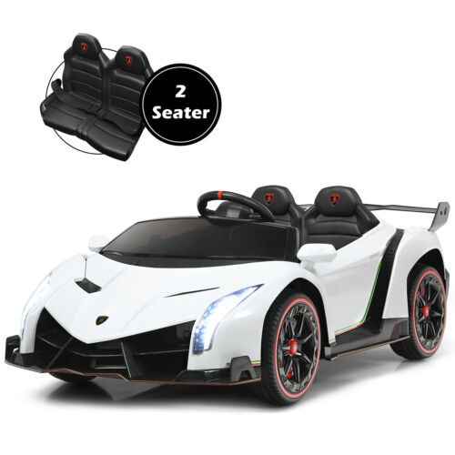 2-Seater Licensed Lamborghini Kids Ride On Car with RC and Swing Function - White (12V)