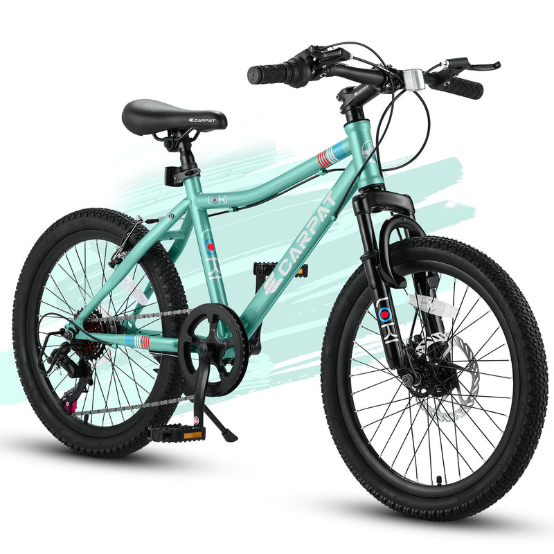 20 Inch Kids' Mountain Bike for Boys and Girls Ages 7-12 with 7-Speed Gear
