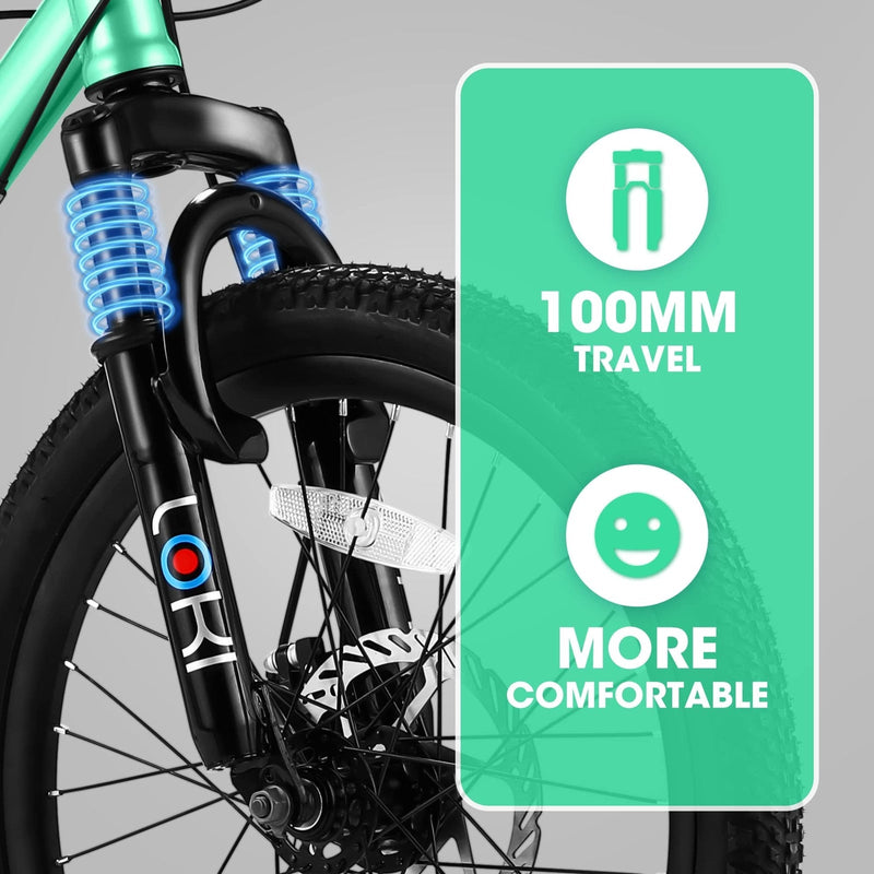 20 Inch Kids' Mountain Bike for Boys and Girls Ages 7-12 with 7-Speed Gear