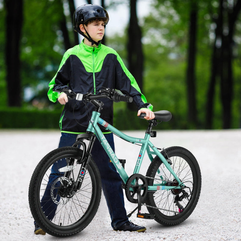 20 Inch Kids' Mountain Bike for Boys and Girls Ages 7-12 with 7-Speed Gear