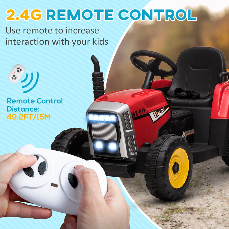 12V Electric Tractor with Trailer and Dual Motors for Kids