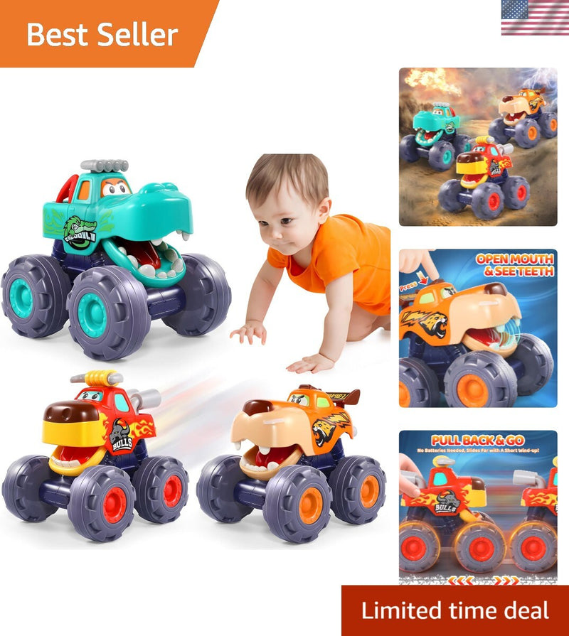 Pull-Back Monster Trucks for Toddlers (Ages 1-3) – Durable Educational Toy