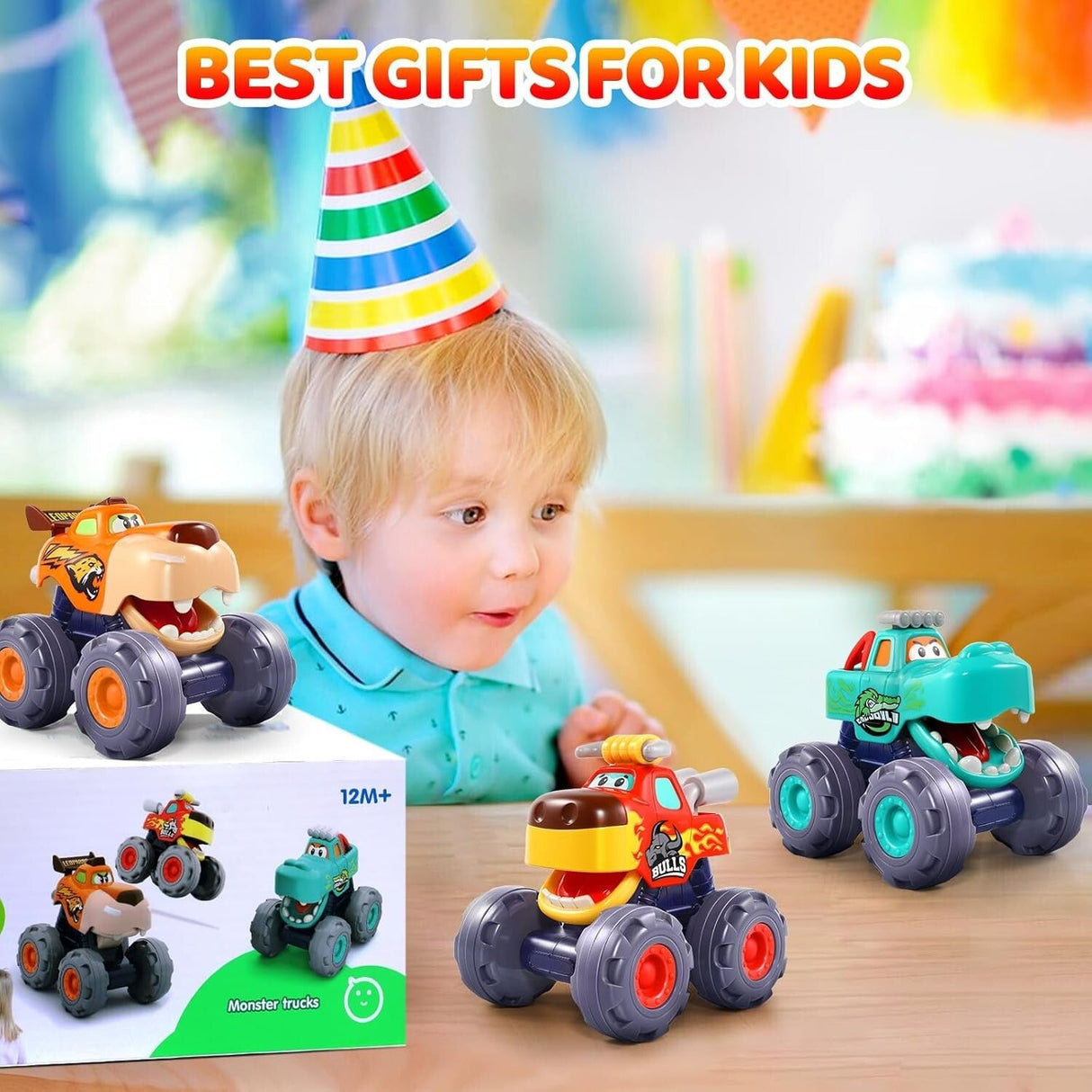 Pull-Back Monster Trucks for Toddlers (Ages 1-3) – Durable Educational Toy