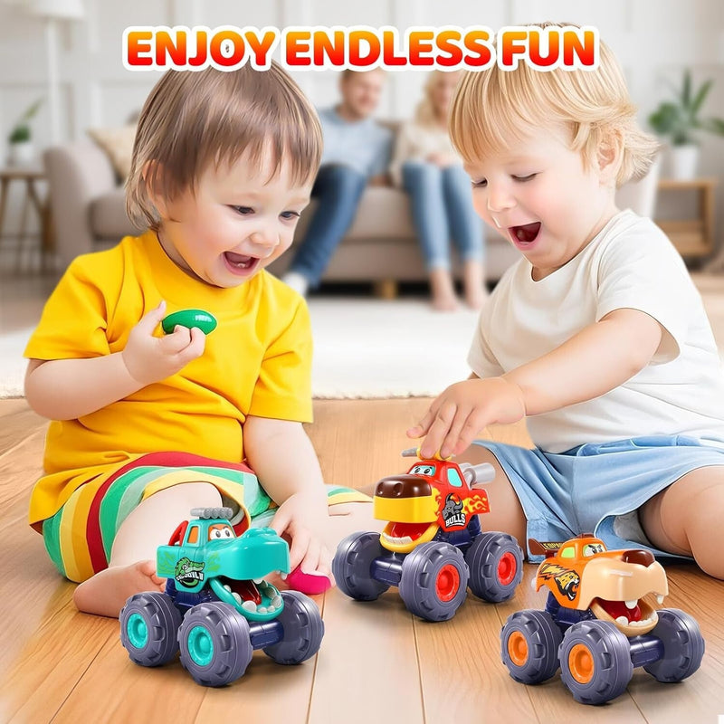 Pull-Back Monster Trucks for Toddlers (Ages 1-3) – Durable Educational Toy