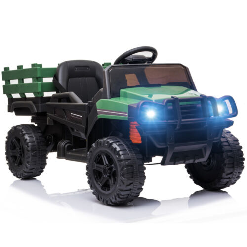 SEGMART 12V Ride-On Tractor Truck with RC Control and Trailer for Kids