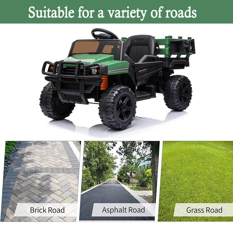 SEGMART 12V Ride-On Tractor Truck with RC Control and Trailer for Kids