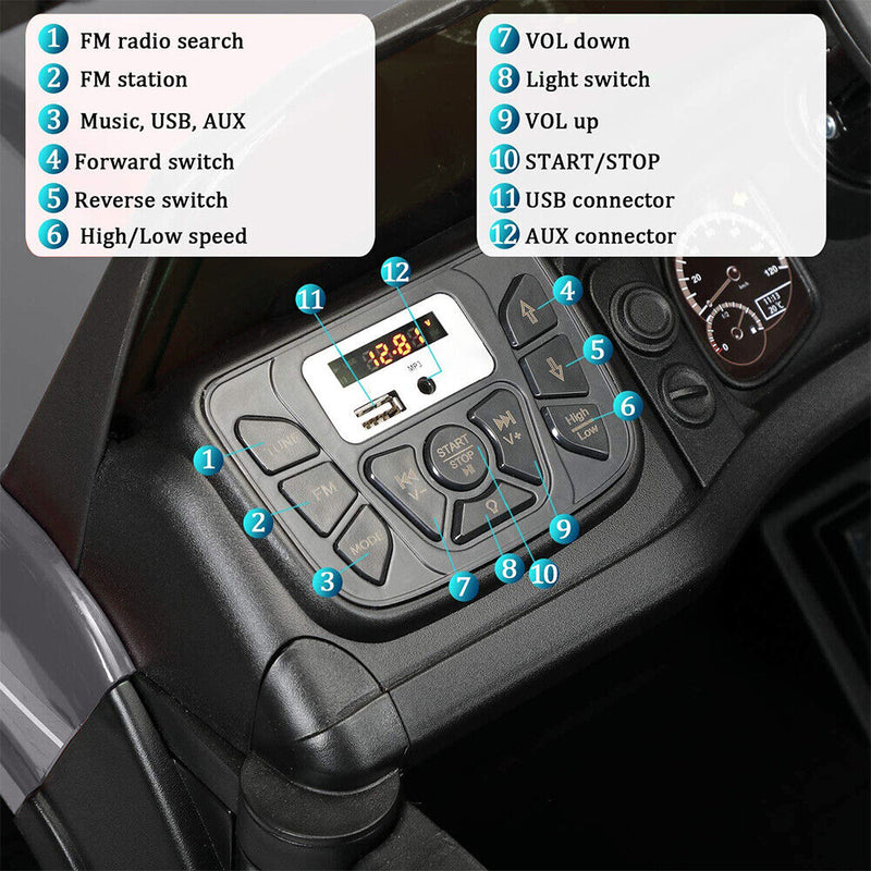 SEGMART 12V Ride-On Tractor Truck with RC Control and Trailer for Kids