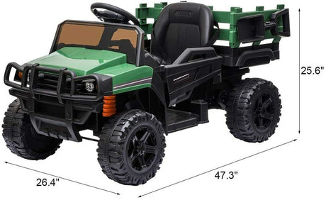 SEGMART 12V Ride-On Tractor Truck with RC Control and Trailer for Kids