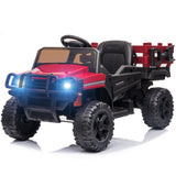 SEGMART 12V Ride-On Tractor Truck with RC Control and Trailer for Kids