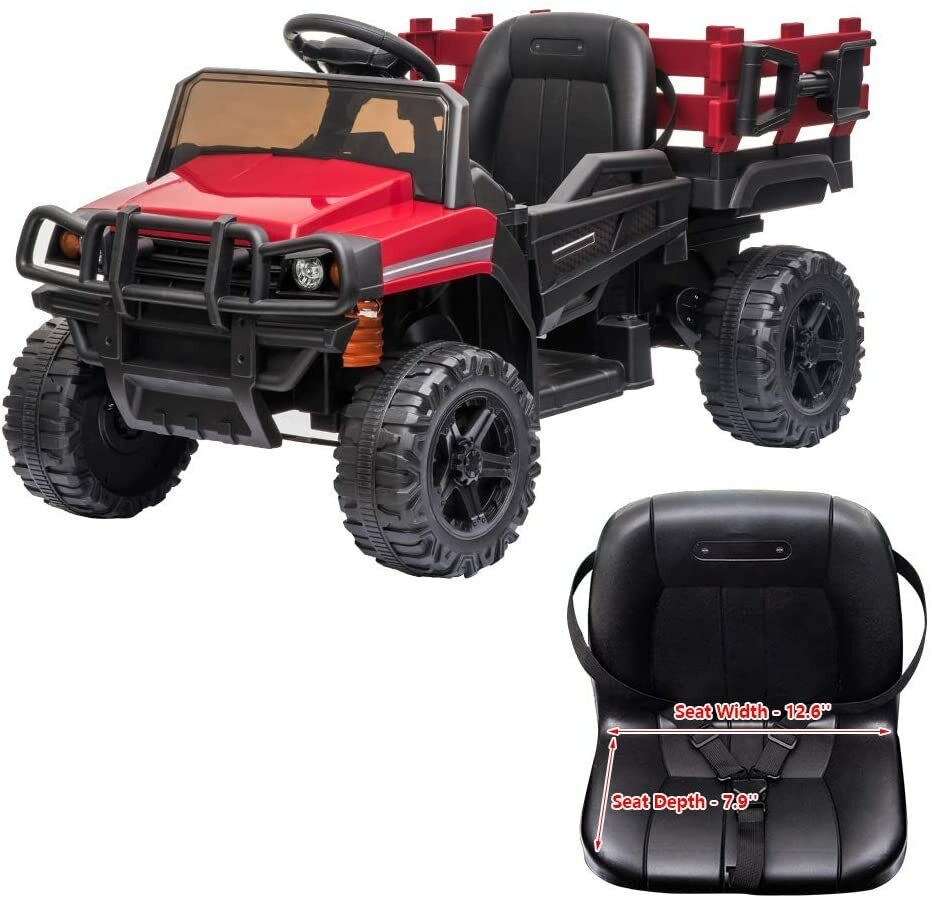 SEGMART 12V Ride-On Tractor Truck with RC Control and Trailer for Kids