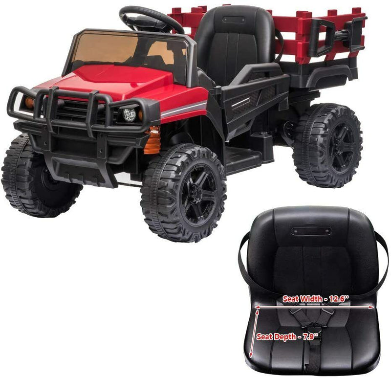 SEGMART 12V Ride-On Tractor Truck with RC Control and Trailer for Kids