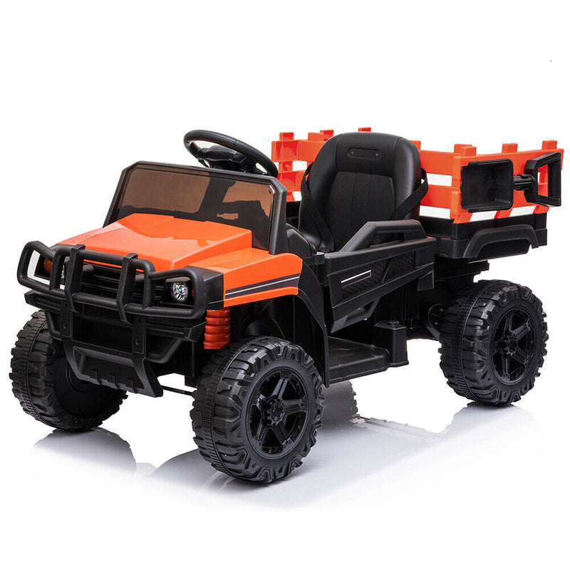 SEGMART 12V Ride-On Tractor Truck with RC Control and Trailer for Kids