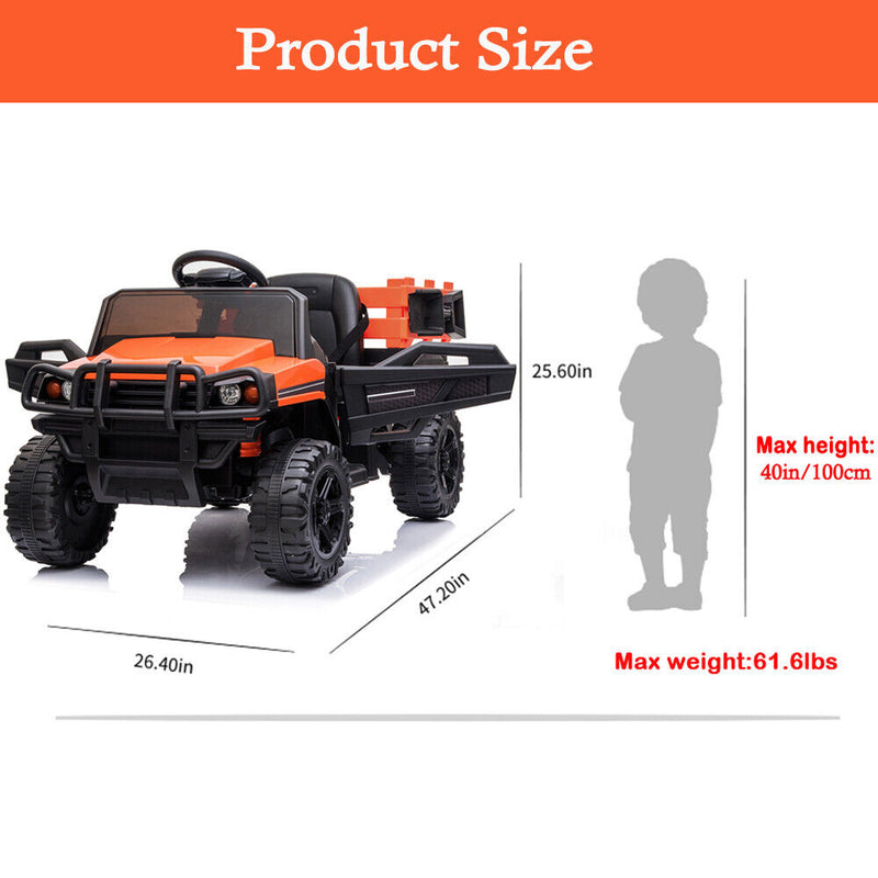 SEGMART 12V Ride-On Tractor Truck with RC Control and Trailer for Kids