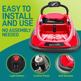 360 Degree Spinning Bumper Car with Adjustable Belt and Controls, Red