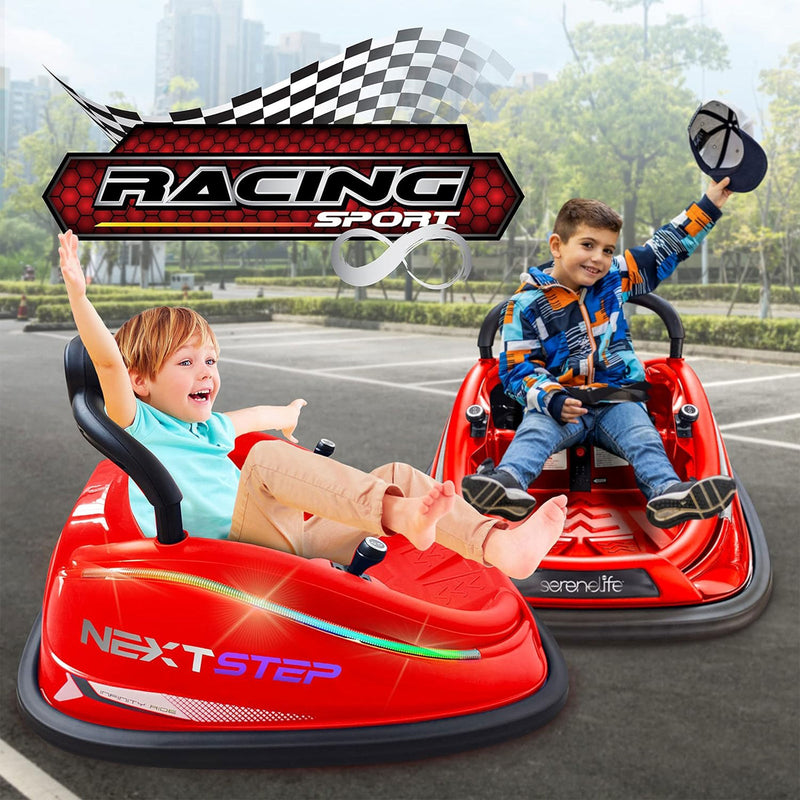 360 Degree Spinning Bumper Car with Adjustable Belt and Controls, Red