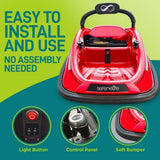 Electric Ride-On Bumper Car with Remote Control for Kids Ages 4-7, Red